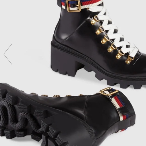 Leather ankle boot with Sylvie Web - Picture 9 of 11